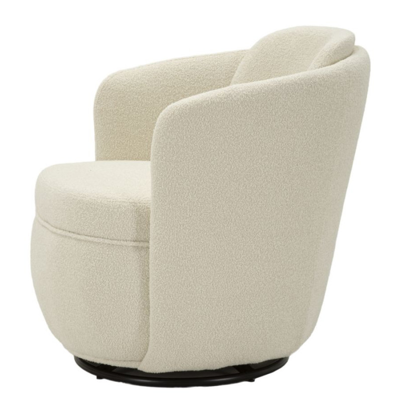 Fauteuil pivotant bouclette Tissu Blanc crème Bouclé Torino 