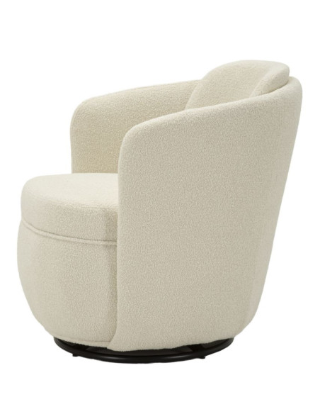 Fauteuil pivotant bouclette Tissu Blanc crème Bouclé Torino 