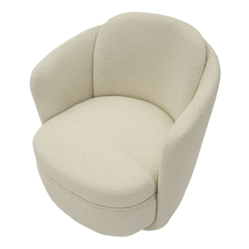 Fauteuil pivotant bouclette Tissu Blanc crème Bouclé Torino 