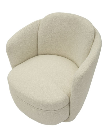 Fauteuil pivotant bouclette Tissu Blanc crème Bouclé Torino 