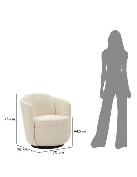 Fauteuil pivotant bouclette Tissu Blanc crème Bouclé Torino 