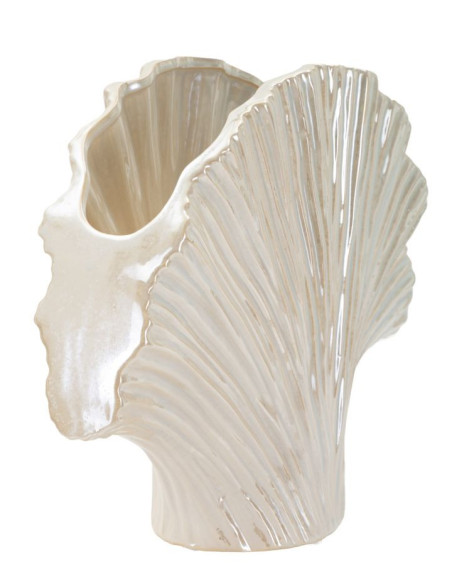Vase style art déco Éventail 35 cm Céramique Perle Effet nacré Perly 