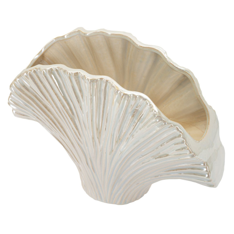 Vase style art déco Éventail 35 cm Céramique Perle Effet nacré Perly 