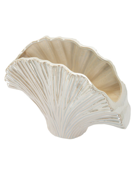 Vase style art déco Éventail 35 cm Céramique Perle Effet nacré Perly 