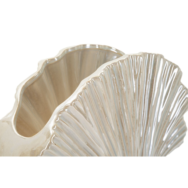 Vase style art déco Éventail 35 cm Céramique Perle Effet nacré Perly 