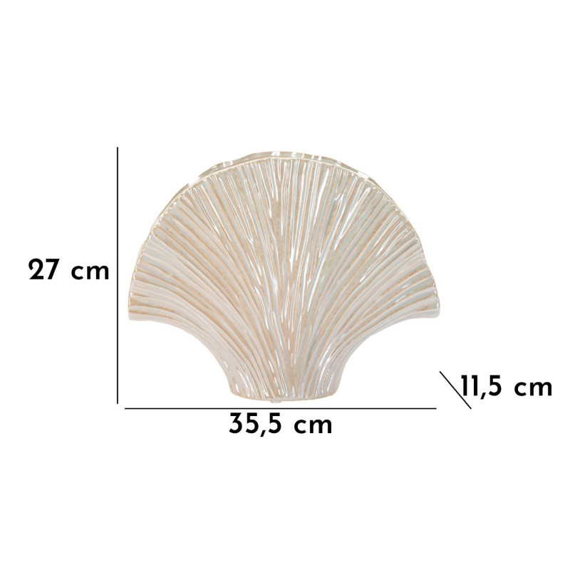 Vase style art déco Éventail 35 cm Céramique Perle Effet nacré Perly 