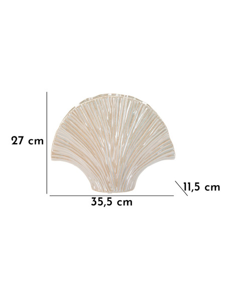 Vase style art déco Éventail 35 cm Céramique Perle Effet nacré Perly 