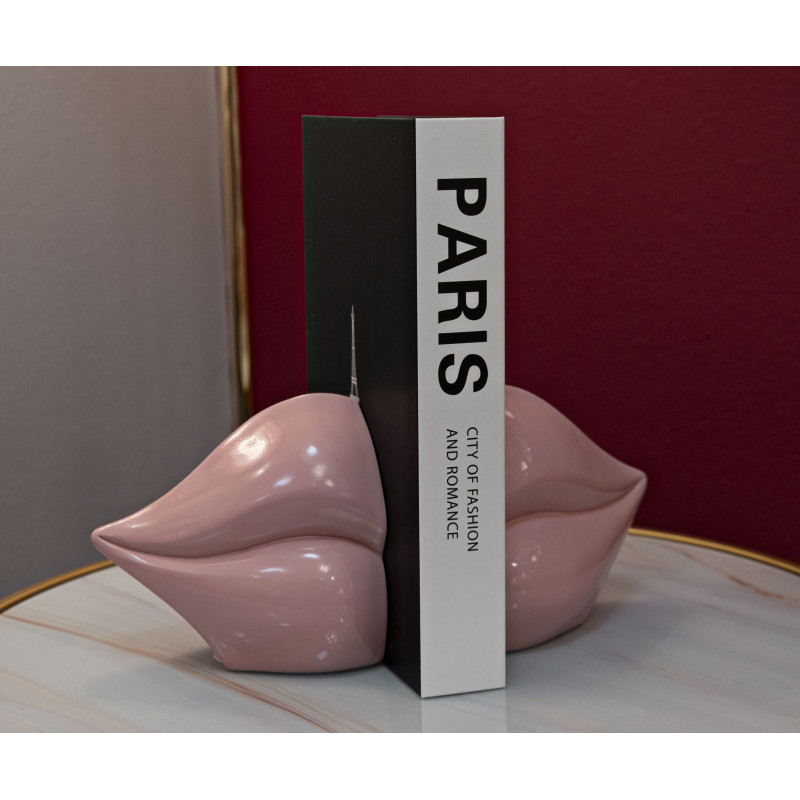 Serre Livres moderne chic Bouche Résine Rose Bocca 