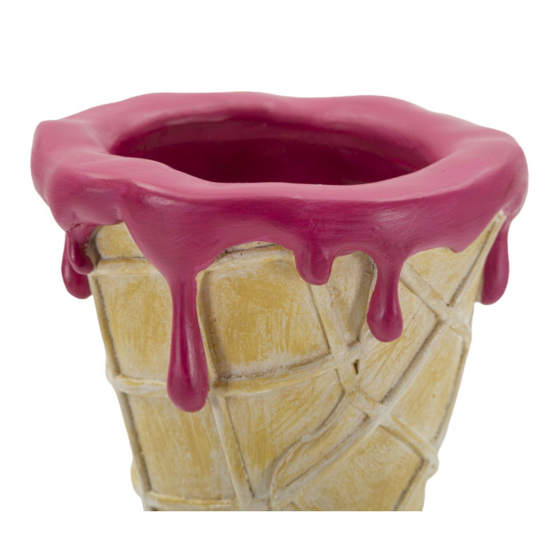 Cache pot sur pied original moderne Cornet à glace Hauteur 31 cm Résine Doré Beige Rose fuchsia Cono 