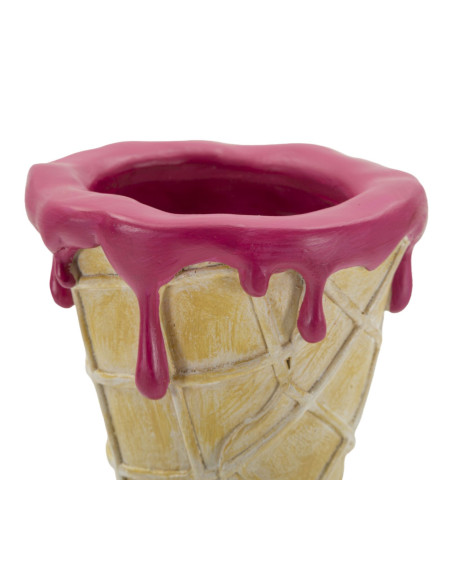Cache pot sur pied original moderne Cornet à glace Hauteur 31 cm Résine Doré Beige Rose fuchsia Cono 