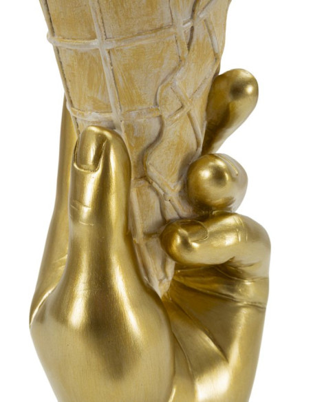 Cache pot sur pied original moderne Cornet à glace Hauteur 31 cm Résine Doré Beige Rose fuchsia Cono 