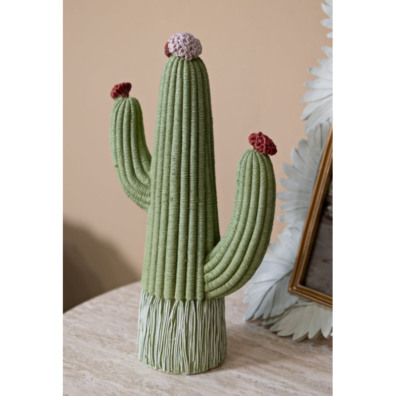 Statuette déco originale Cactus Hauteur 25 cm Résine Vert Cactacee 
