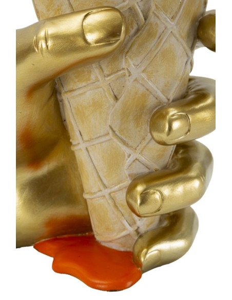 Cache pot design moderne Cornet à glace Hauteur 21 cm Résine Doré Beige Orange Cono 