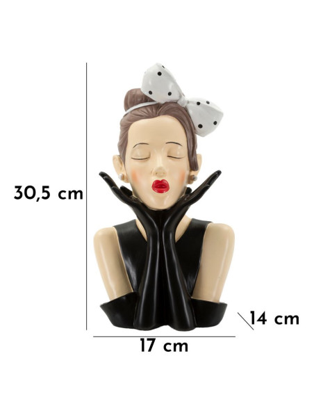 Vase moderne chic Femme Hauteur 30 cm Résine Noir Beige Blanc Hollywood 