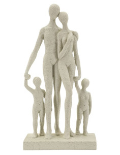 Statuette déco abstraite Famille Hauteur 30 cm Résine Blanc crème Stons 