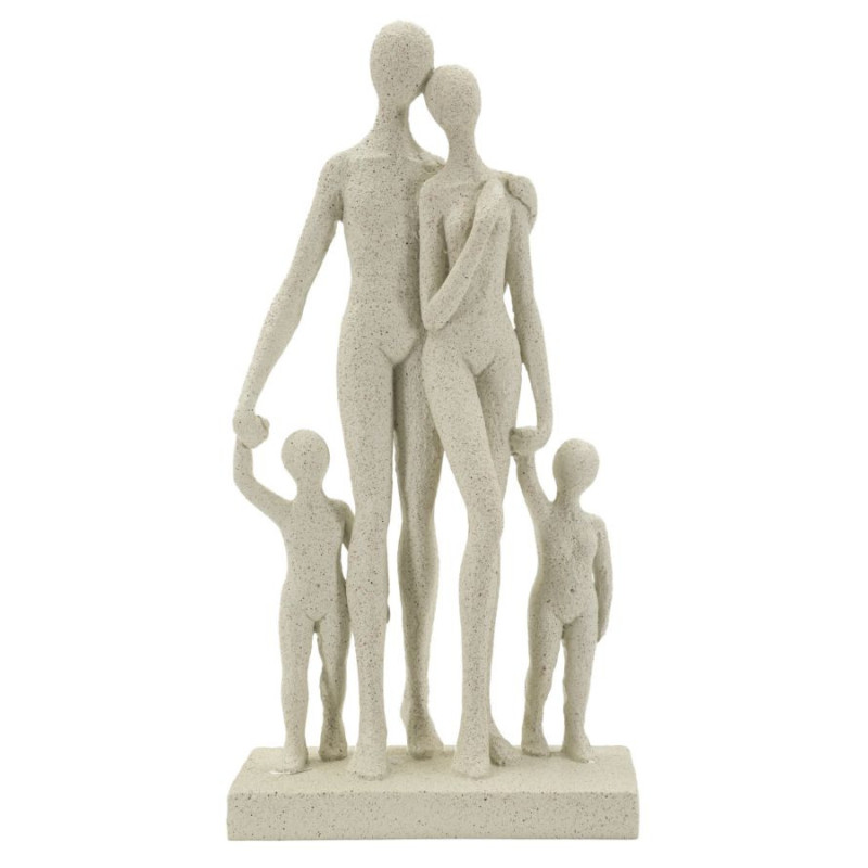Statuette déco abstraite Famille Hauteur 30 cm Résine Blanc crème Stons 