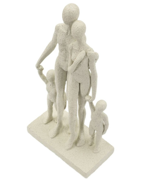 Statuette déco abstraite Famille Hauteur 30 cm Résine Blanc crème Stons 