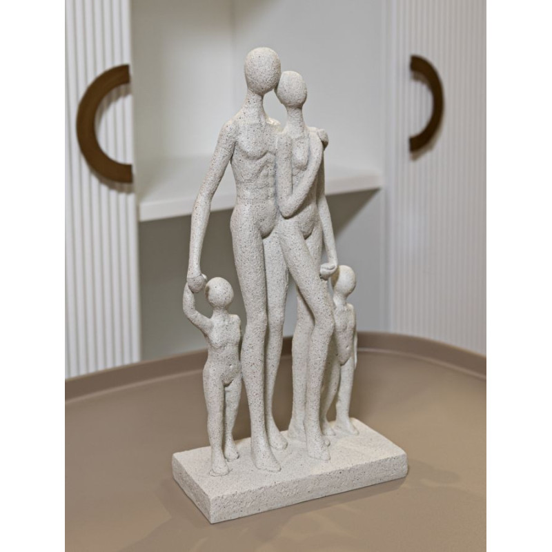 Statuette déco abstraite Famille Hauteur 30 cm Résine Blanc crème Stons 