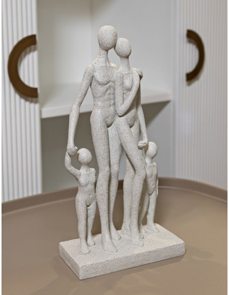 Statuette déco abstraite Famille Hauteur 30 cm Résine Blanc crème Stons 