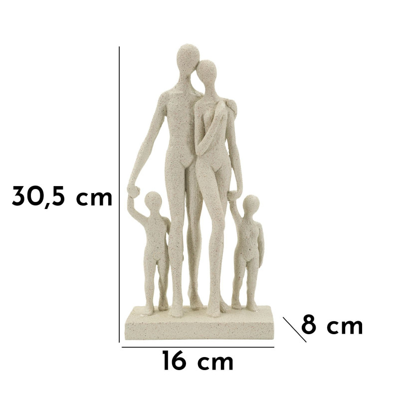 Statuette déco abstraite Famille Hauteur 30 cm Résine Blanc crème Stons 