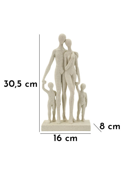 Statuette déco abstraite Famille Hauteur 30 cm Résine Blanc crème Stons 