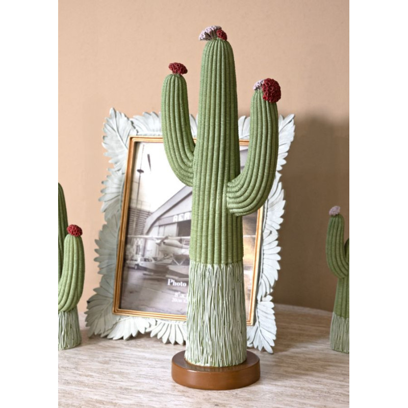 Grande Statuette déco originale Cactus Hauteur 45 cm Résine Vert Cactacee 