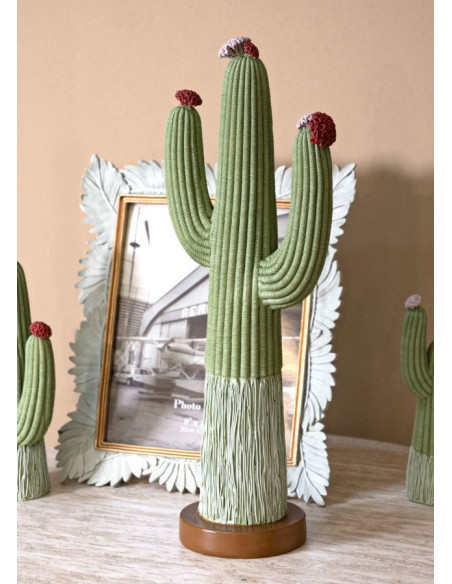 Grande Statuette déco originale Cactus Hauteur 45 cm Résine Vert Cactacee 