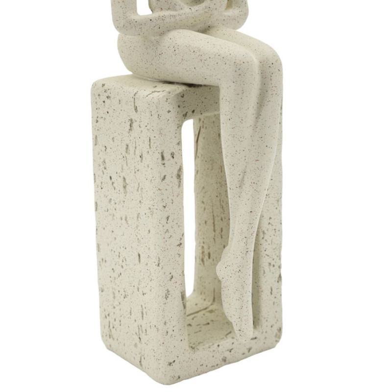 Statuette déco abstraite Personnage avec livre Hauteur 24 cm Résine Blanc crème Stons 