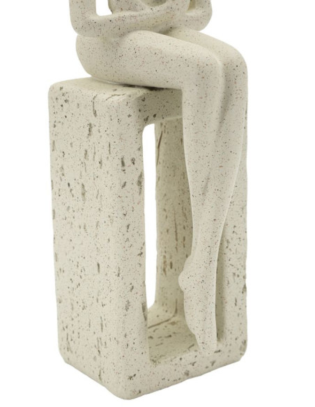 Statuette déco abstraite Personnage avec livre Hauteur 24 cm Résine Blanc crème Stons 