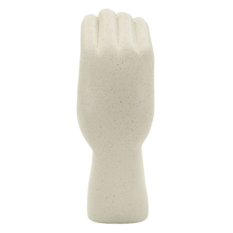 Sculpture moderne Mains Coeur Hauteur 20 cm Résine Blanc crème Stons 
