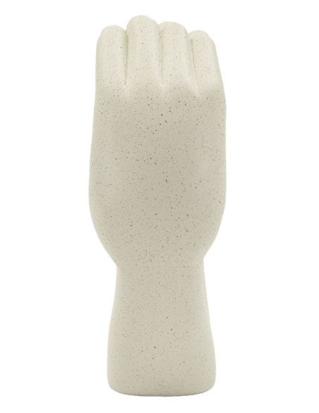 Sculpture moderne Mains Coeur Hauteur 20 cm Résine Blanc crème Stons 