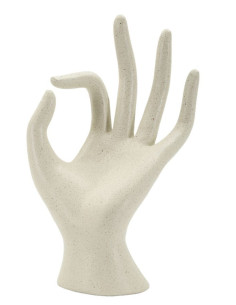 Sculpture moderne Main Ok Hauteur 24 cm Résine Blanc crème Stons 
