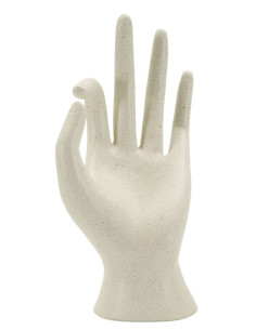Sculpture moderne Main Ok Hauteur 24 cm Résine Blanc crème Stons 
