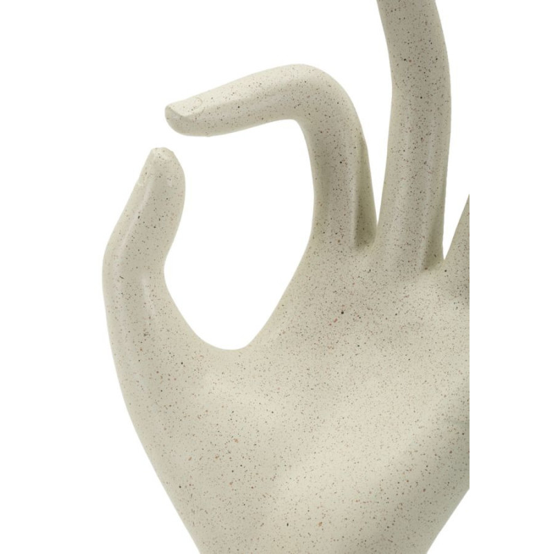 Sculpture moderne Main Ok Hauteur 24 cm Résine Blanc crème Stons 