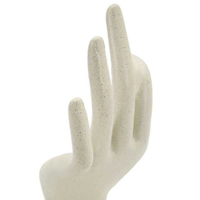 Sculpture moderne Main Ok Hauteur 24 cm Résine Blanc crème Stons 