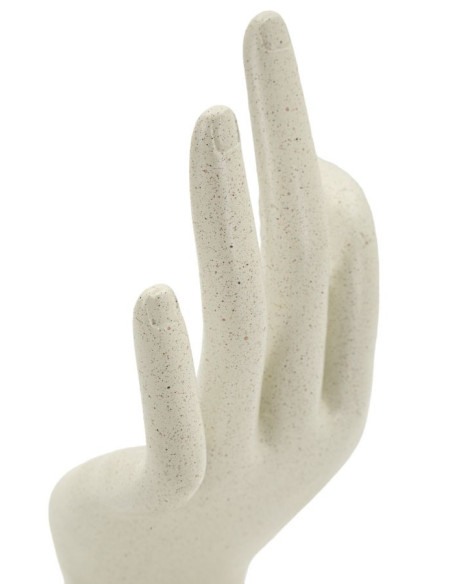 Sculpture moderne Main Ok Hauteur 24 cm Résine Blanc crème Stons 