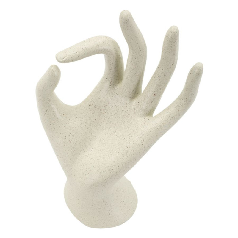 Sculpture moderne Main Ok Hauteur 24 cm Résine Blanc crème Stons 
