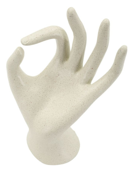 Sculpture moderne Main Ok Hauteur 24 cm Résine Blanc crème Stons 