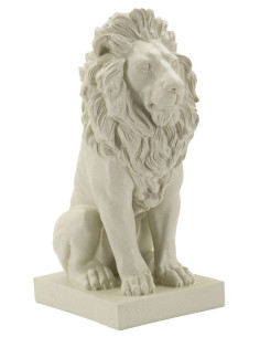 Statuette déco moderne Lion Hauteur 40 cm Résine Blanc crème Stons 
