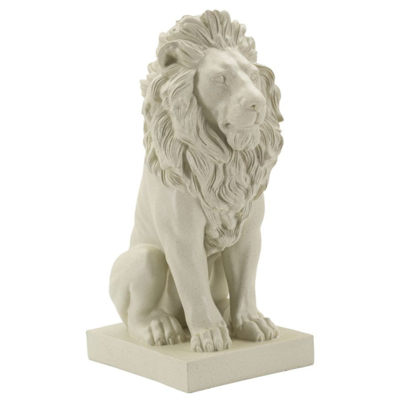 Statuette déco moderne Lion Hauteur 40 cm Résine Blanc crème Stons 