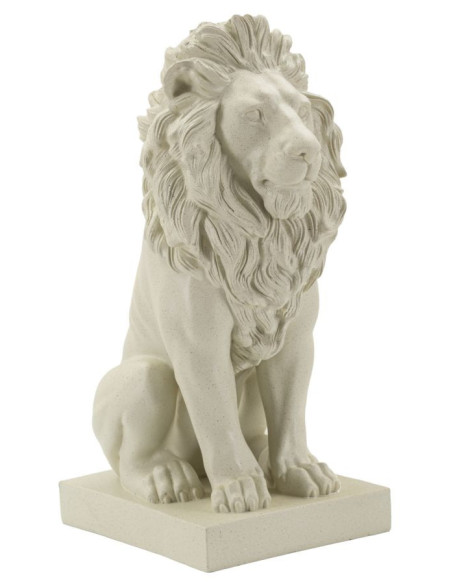 Statuette déco moderne Lion Hauteur 40 cm Résine Blanc crème Stons 