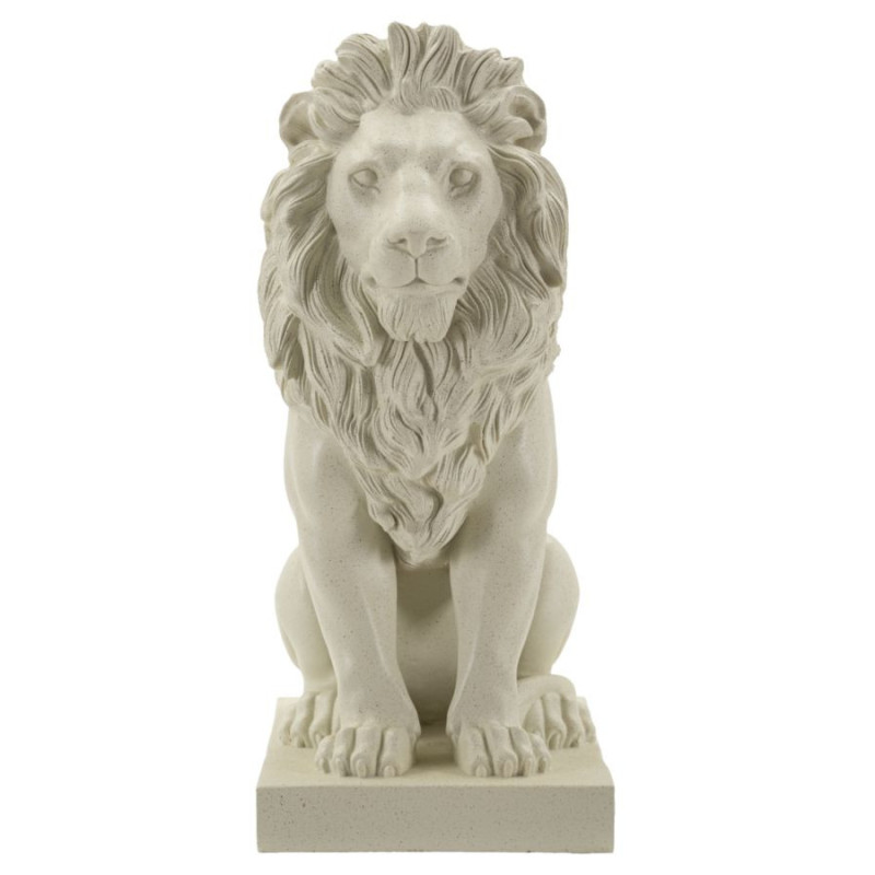 Statuette déco moderne Lion Hauteur 40 cm Résine Blanc crème Stons 