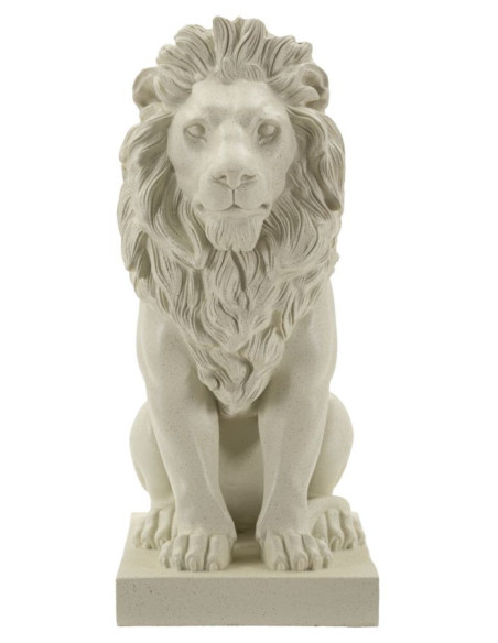 Statuette déco moderne Lion Hauteur 40 cm Résine Blanc crème Stons 