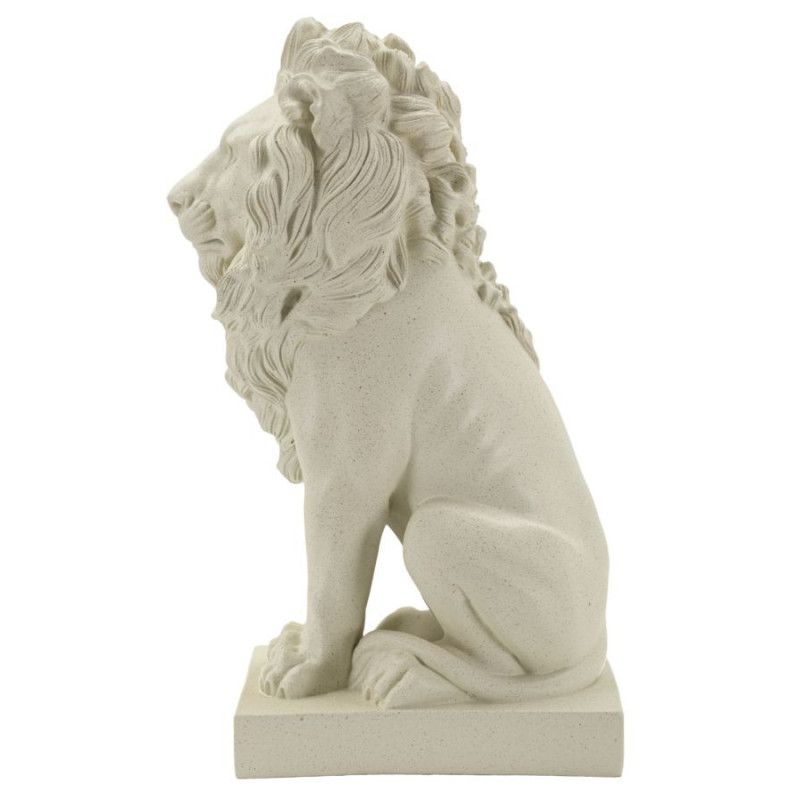 Statuette déco moderne Lion Hauteur 40 cm Résine Blanc crème Stons 
