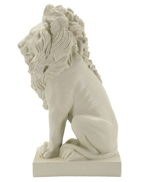 Statuette déco moderne Lion Hauteur 40 cm Résine Blanc crème Stons 