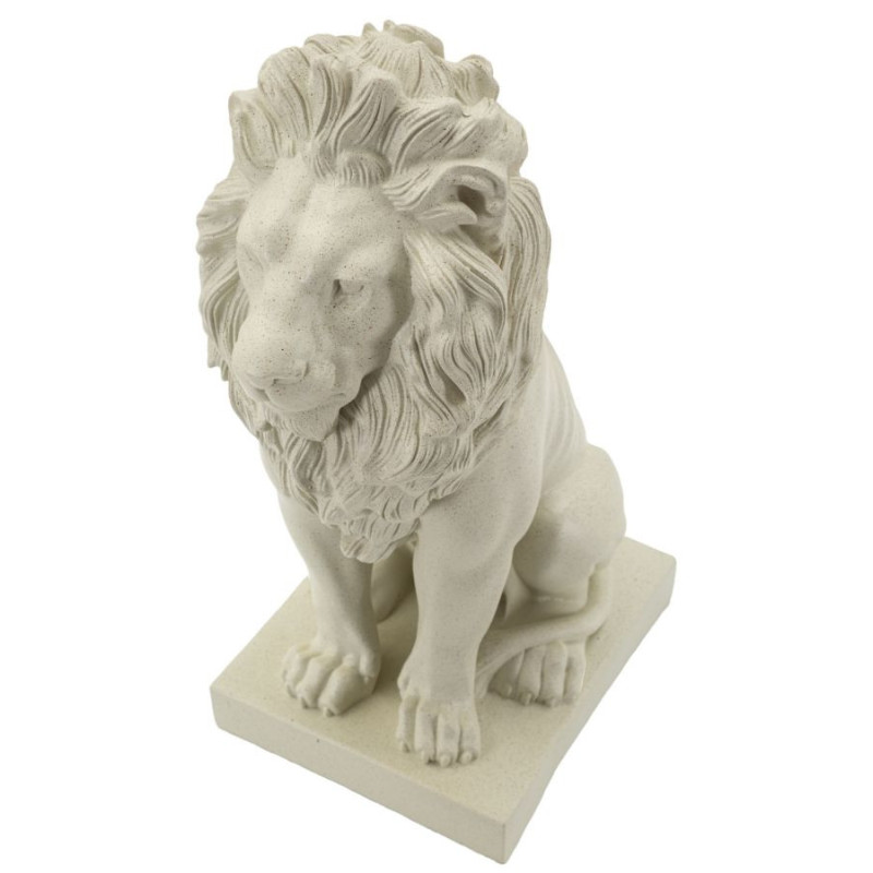 Statuette déco moderne Lion Hauteur 40 cm Résine Blanc crème Stons 