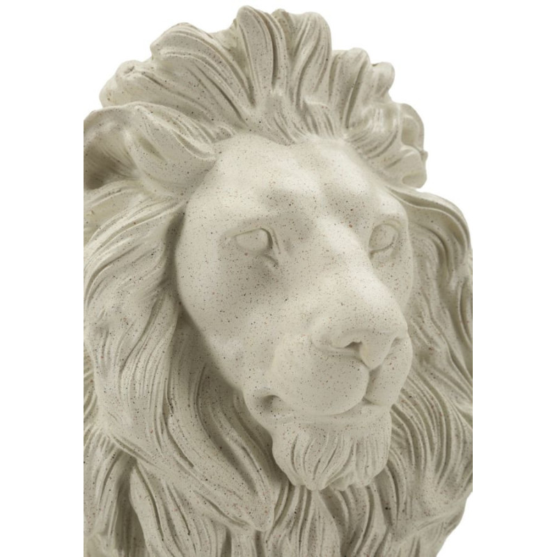 Statuette déco moderne Lion Hauteur 40 cm Résine Blanc crème Stons 