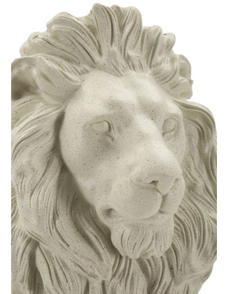 Statuette déco moderne Lion Hauteur 40 cm Résine Blanc crème Stons 