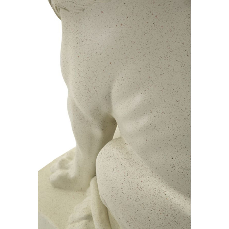 Statuette déco moderne Lion Hauteur 40 cm Résine Blanc crème Stons 
