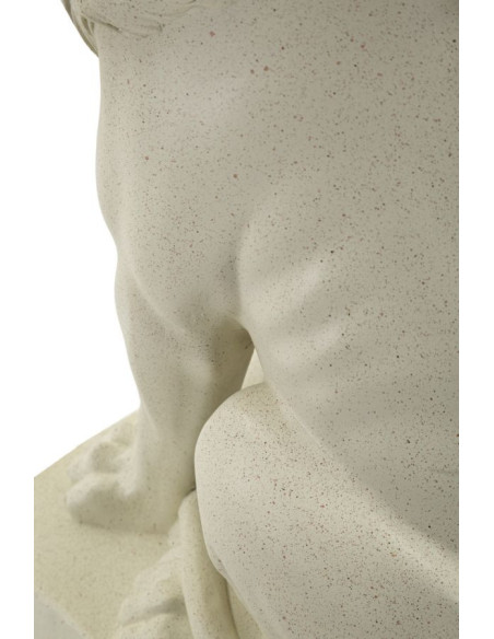 Statuette déco moderne Lion Hauteur 40 cm Résine Blanc crème Stons 